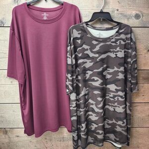 Real Essentials Set of 2 Dri-Fit Shirts Mens 4X Camo Burgundy Moisture Wicking